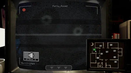 Animatronic Memories - Surveillance camera view of the dark restaurant