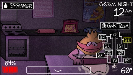 Kitchen camera showing Claraara next to the oven with Cook Pizza button visible