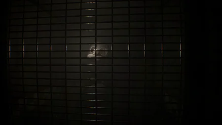 Springtrap visible behind a metal grate in FNAF Urbex