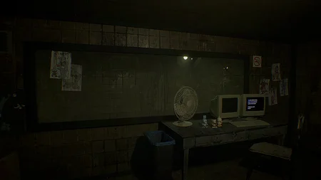 FNAF 3 office recreation in FNAF Urbex with CRT monitor and children's drawings